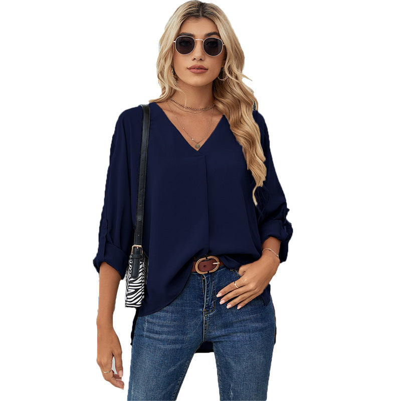 Chiffon V-neck shirt