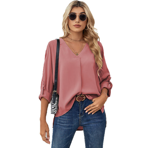 Chiffon V-neck shirt