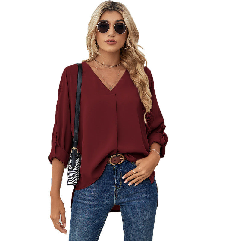 Chiffon V-neck shirt